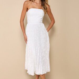 Lulus Perfectly Stunning Ivory Jacquard Strapless Midi Dress White - Size M